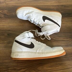 Nike Air Force 1 Mid White Brown Gum Sole 2010 Size 12